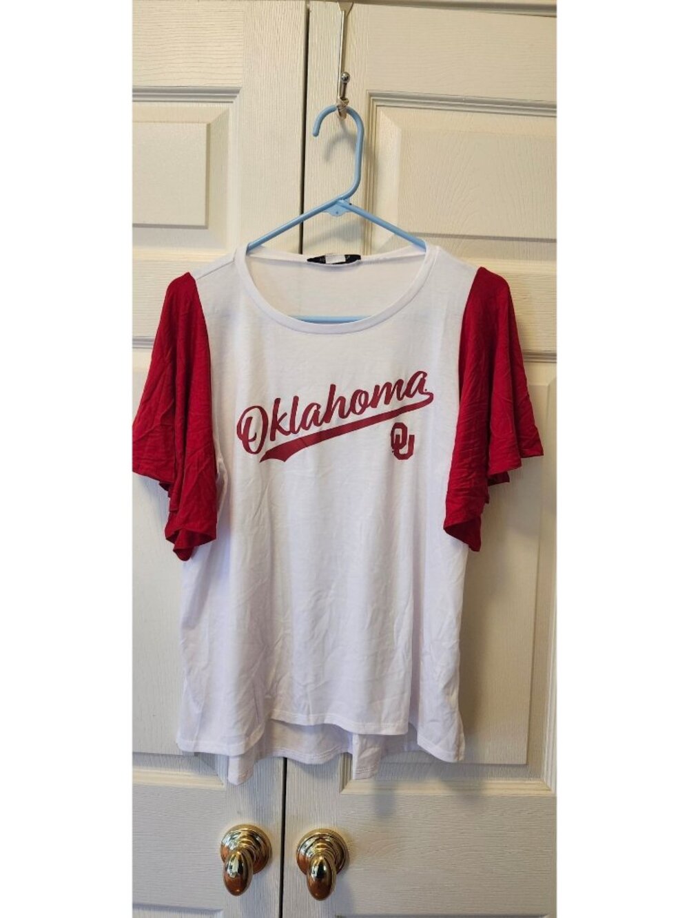 New Flying Colors Oklahoma University OU White Bell Sleeve Baseball Tee Size L